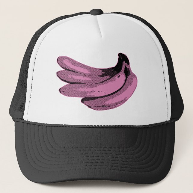 Gorra De Camionero Gráfico de Banana Rosa de Arte Pop (Anverso)