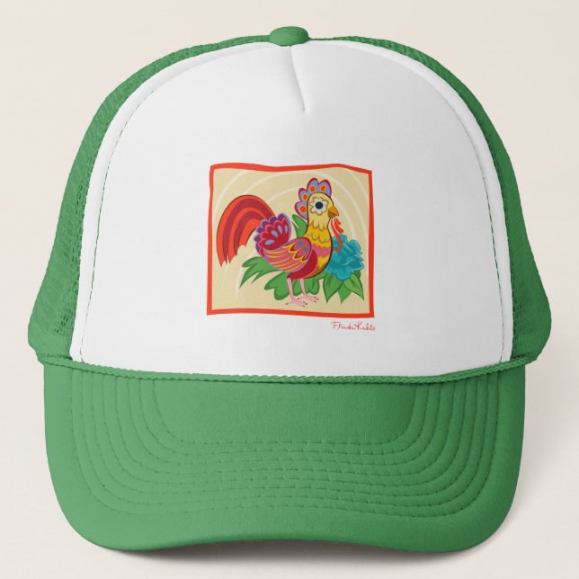Gorra De Camionero Gráfico de pollo Frida Kahlo (Anverso)