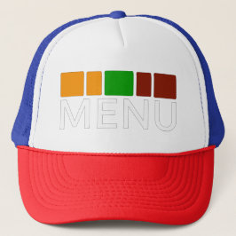 Gorra De Camionero Gráfico de texto de menú de cuadrados coloridos