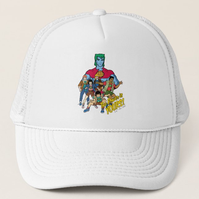 Gorra De Camionero Gráfico del Capitán Planeta - ¡El Poder Es Tuyo! (Anverso)