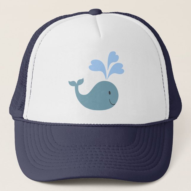 Gorra De Camionero Gráfico lindo de la ballena azul (Anverso)