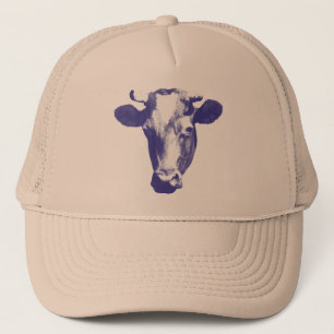 Gorra De Camionero Gráfico púrpura de la vaca del arte pop