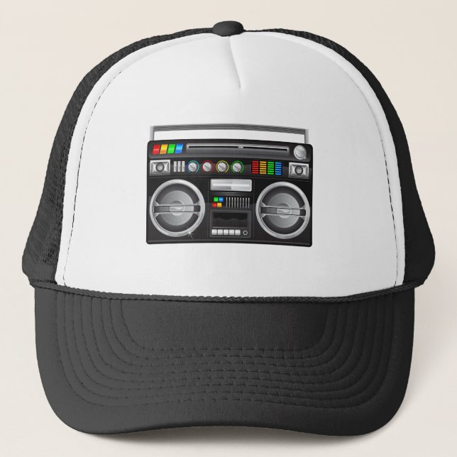 Gorra De Camionero gráfico retro boombox ghetto blaster (Anverso)