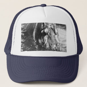 Gorra De Camionero Grainy Black Hippo Art, Camionero Gorra