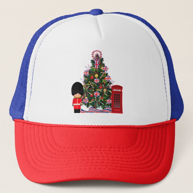 Gorra De Camionero Gran Árbol Británico de Navidad Europa Británica (Anverso)