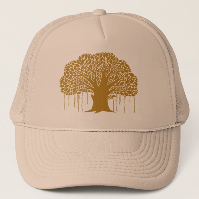 Gorra De Camionero Gran árbol de baniano marrón (Anverso)