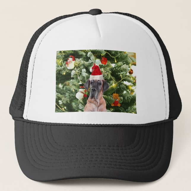 Gorra De Camionero Gran dane con árbol de Navidad Cajas de regalo San (Anverso)