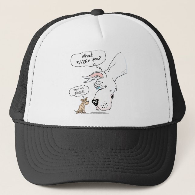 Gorra De Camionero Gran dane y blanco chihuahua (Anverso)