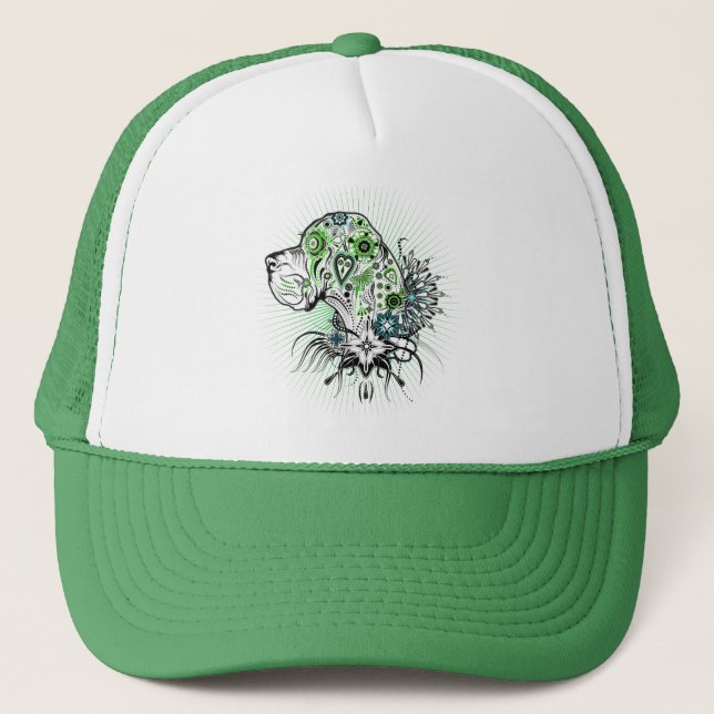 Gorra De Camionero Gran Danés verde (Anverso)
