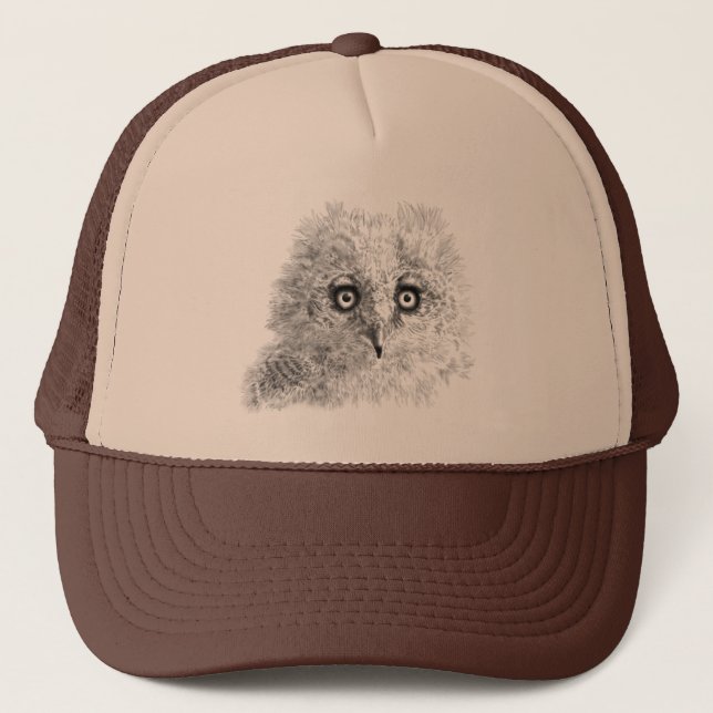 Gorra De Camionero Gran dibujo de búho de cuerno (Anverso)
