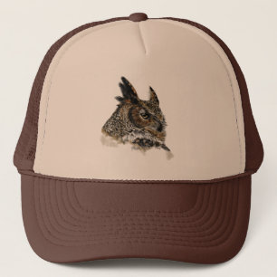Gorra De Camionero Gran dibujo del búho de cuernos