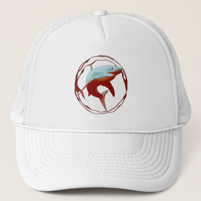 Gorra De Camionero Gran diseño gráfico de tiburones blancos (Anverso)