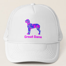Gorra De Camionero Gran duende de perro silueta rosa caliente y azul