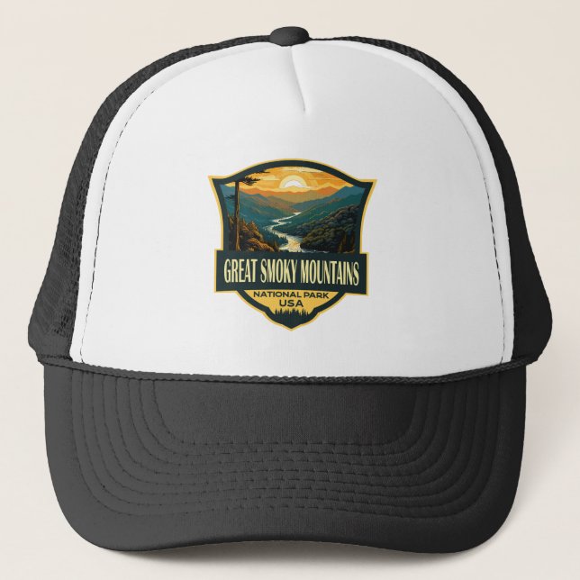 Gorra De Camionero Gran Ilustracion del Parque Nacional de las Montañ (Anverso)