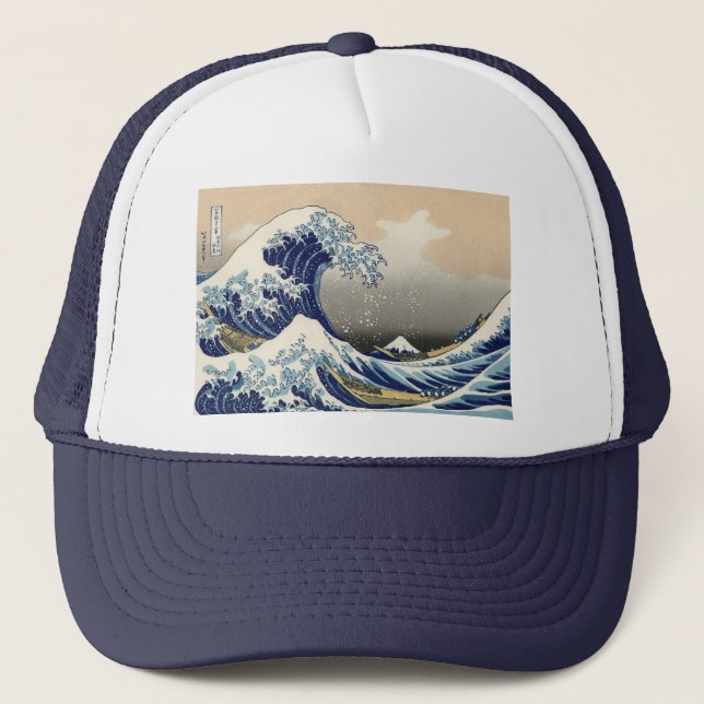 Gorra De Camionero Gran ola de pintura japonesa Kanagawa (Anverso)