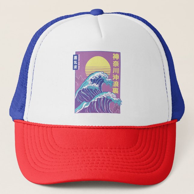Gorra De Camionero Gran ola vaporwave Kanagawa (Anverso)