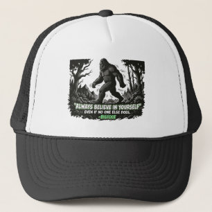 Gorra De Camionero Gran Pie de Pelo Cree en Ti mismo Chiste de Sasqua