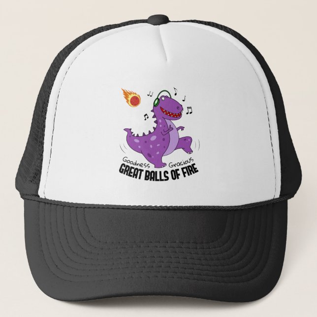 Gorra De Camionero Grandes Bolas De Dinosaurio De Fuego (Anverso)