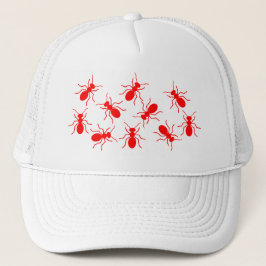 Gorra De Camionero Grandes hormigas rojas inundan a divertidas damas