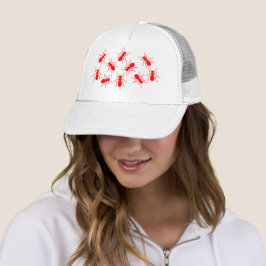 Gorra De Camionero Grandes hormigas rojas inundan a divertidas damas