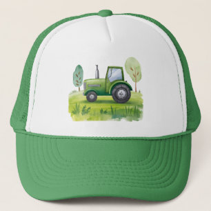 Gorra De Camionero Granja de Tractor Verde de Agua
