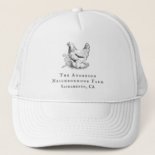 Gorra De Camionero Granja familiar de guijarros de pollo dibujada a m