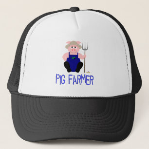 Gorra De Camionero Granjero Rosa de Cerdo Cerdo Azul Agricultor