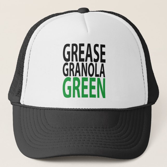 Gorra De Camionero ¡grasa, granola, VERDE! (Anverso)