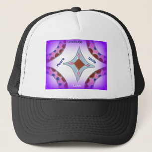 Gorra De Camionero "Gratitud Paz Amor Unir" Impresión de Arte Mandala