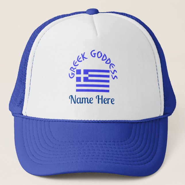 Gorra De Camionero Greek Goddess and Flag of Greece Personalized  (Anverso)