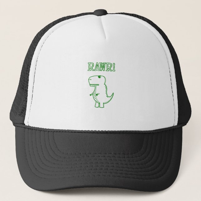 Gorra De Camionero Green Angry T Rex Dino (Anverso)
