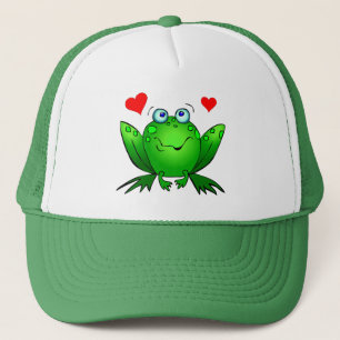 Gorra De Camionero Green Cartoon Frog Cute Smile Hearts Trucker Hat
