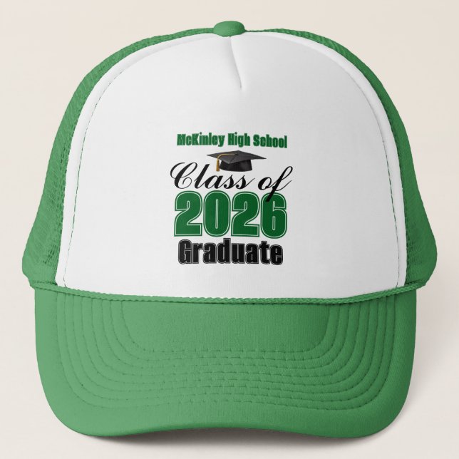Gorra De Camionero Green Class of 2026 Graduation Custom (Anverso)