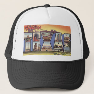 Gorra De Camionero Greetins del tema grande del vintage de la letra