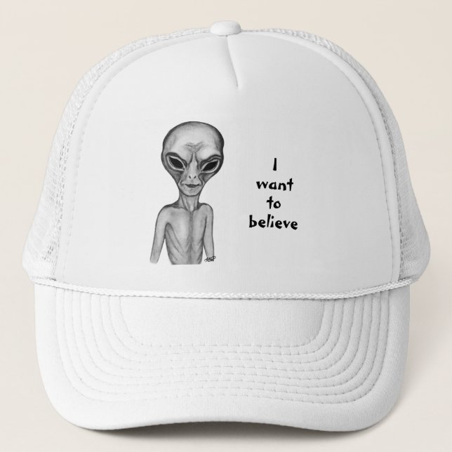 Gorra De Camionero Grey Alien , quiero creer (Anverso)