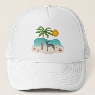 Gorra De Camionero Greyhound Azul Italiano En La Playa Tropical De Ve