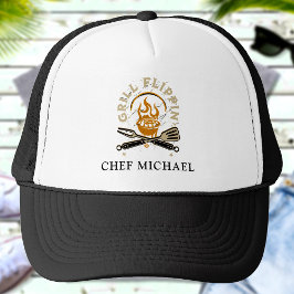 Gorra De Camionero Grill Flippin Chef Nombre personalizado Texto pers