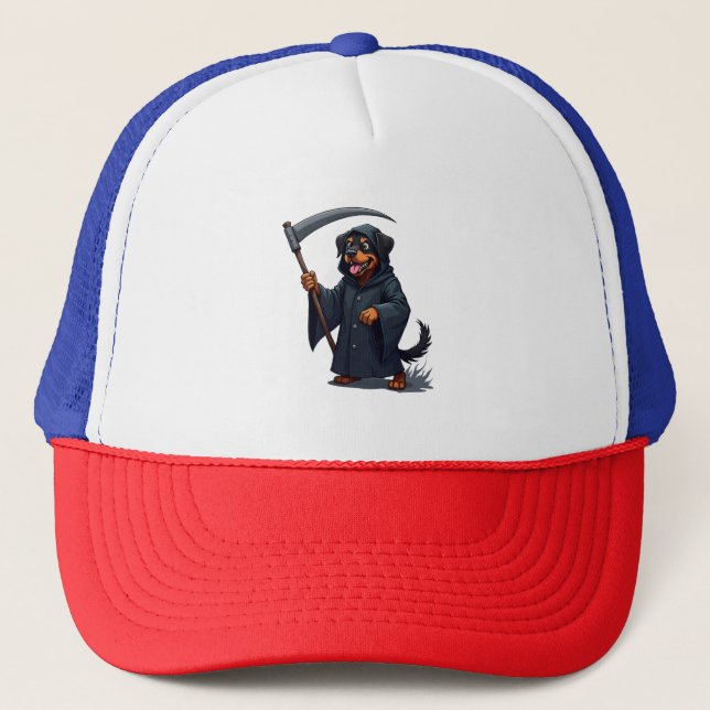 Gorra De Camionero Grim Reaper Rottweiler Dog (Anverso)