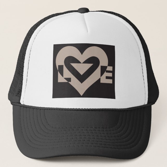 Gorra De Camionero Gris de amor sobre negro (Anverso)