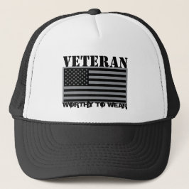 Gorra De Camionero Gris de la bandera estadounidense - Veterano - Val
