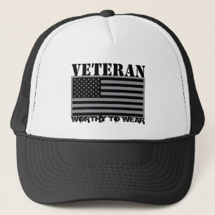 Gorra De Camionero Gris de la bandera estadounidense - Veterano - Val
