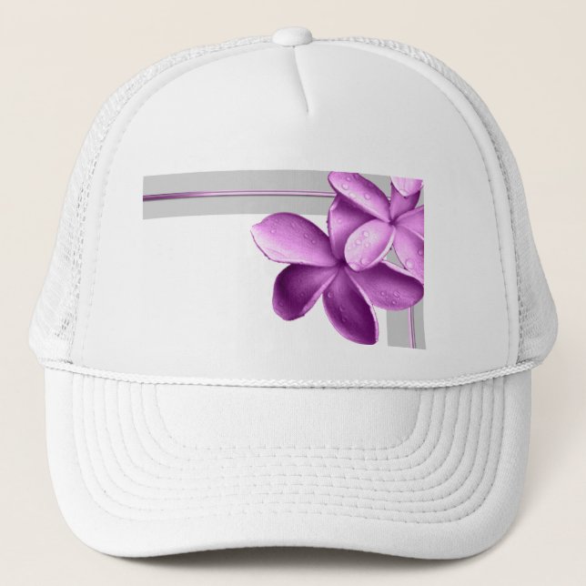Gorra De Camionero Gris y Plumeria de la berenjena (Anverso)