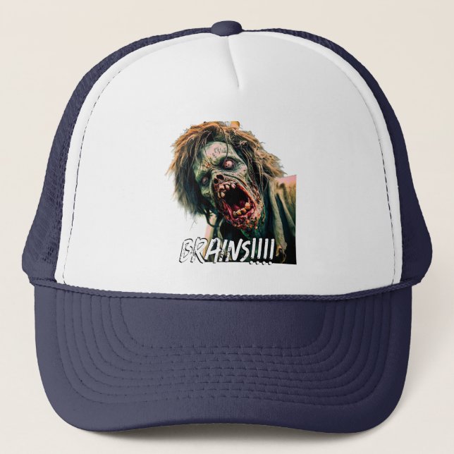 Gorra De Camionero Gritando cerebros zombis (Anverso)