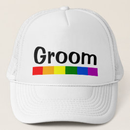Gorra De Camionero Groom de bandera arcoiris boda