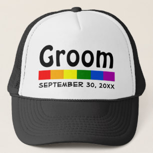 Gorra De Camionero Groom de bandera arcoiris boda
