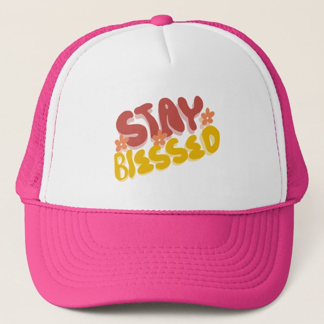 Gorra De Camionero Groovy Blessed Hand Lettering Flower (Anverso)
