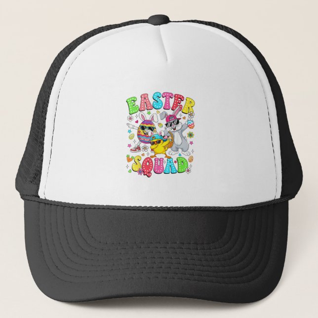 Gorra De Camionero Groovy Funny Rabbit Egg Chick Easter Squad Day Men (Anverso)