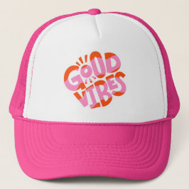 Gorra De Camionero Groovy Good Vibes Retro Lettering Design