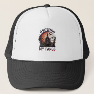 Gorra De Camionero Growing Fangs Halloween Castillo Embrujado Gato Ne