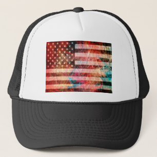 Gorra De Camionero Grunge de arte de la bandera estadounidense #5